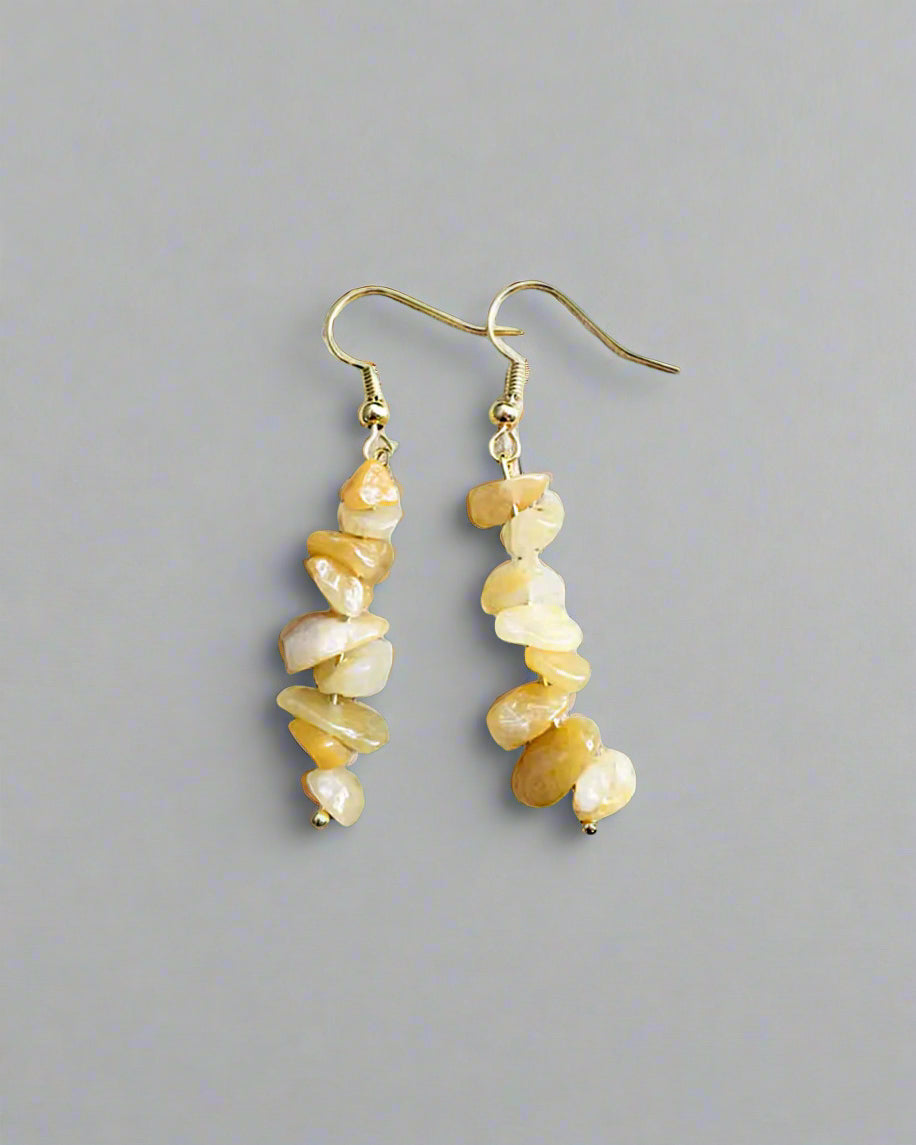 Yellow Jade Wisdom & Confidence Tumbled Stone Dangle Earrings