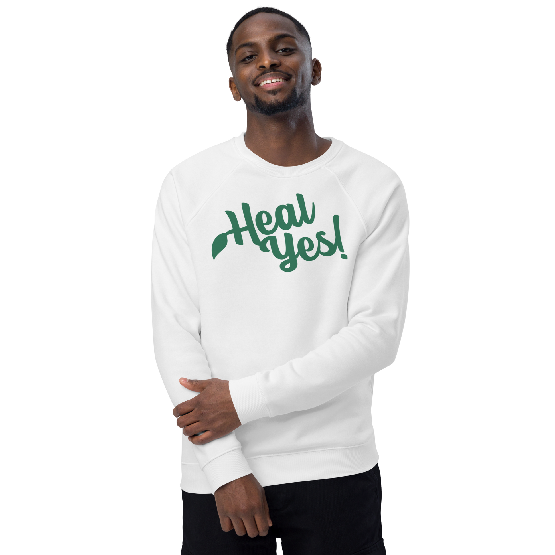 Heal Yes! Unisex Organic Raglan Sweatshirt