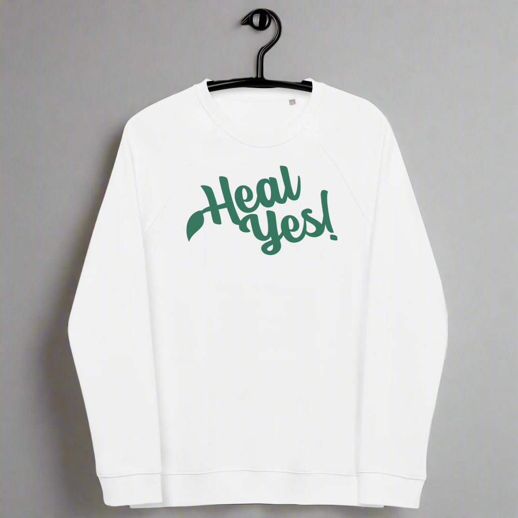 Heal Yes! Unisex Organic Raglan Sweatshirt