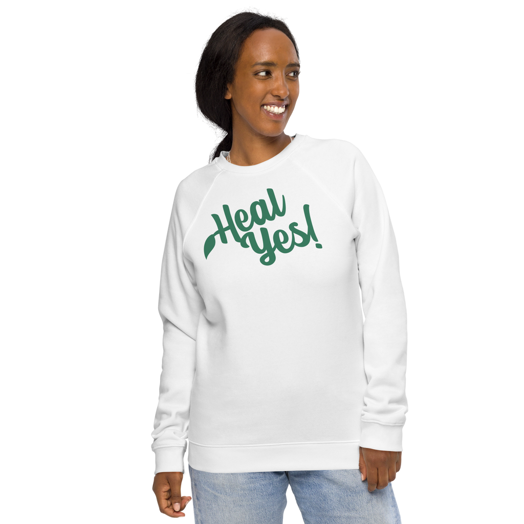 Heal Yes! Unisex Organic Raglan Sweatshirt